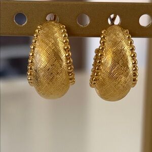 Napier Gold Tone Textured Hoop Earrings